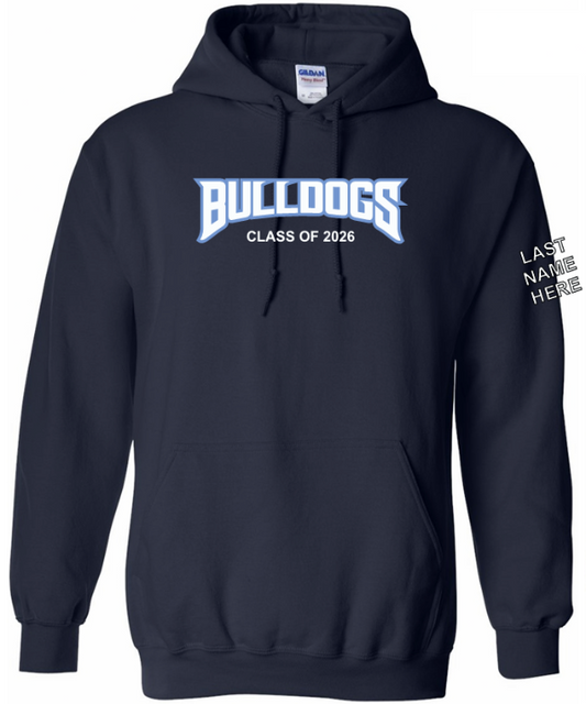 Navy Blue Embroidered School Hoodie (Name on Sleeve)