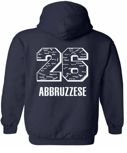 Navy Blue Embroidered School Hoodie (Year 2026+Name on Back)