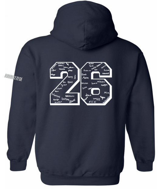 Navy Blue Embroidered School Hoodie (Year 2026+Name on Sleeve)