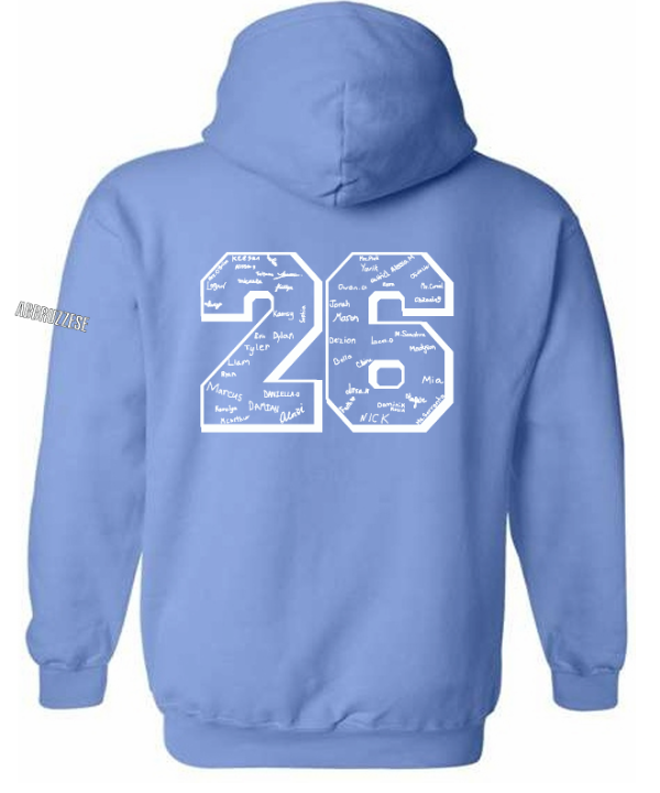 Carolina Blue Embroidered School Hoodie (Year 2026+Name on Sleeve)