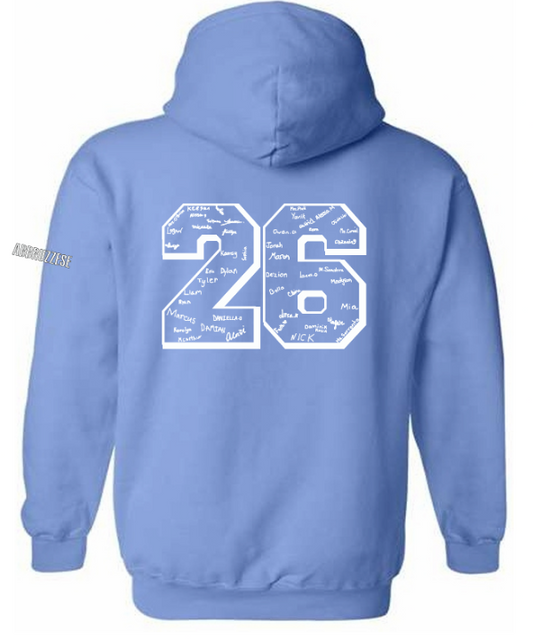 Carolina Blue Embroidered School Hoodie (Year 2026+Name on Sleeve)